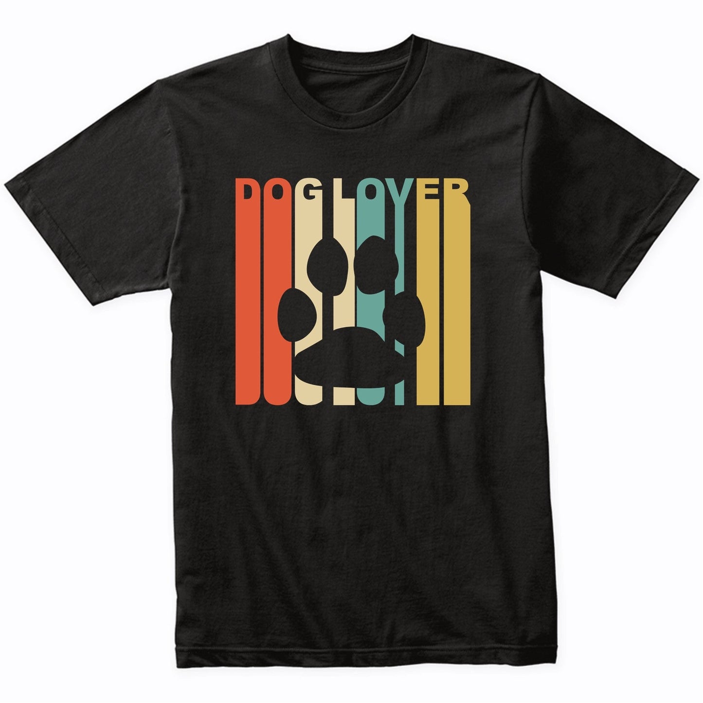 Retro 1970's Style Paw Silhouette Dog Lover T-Shirt