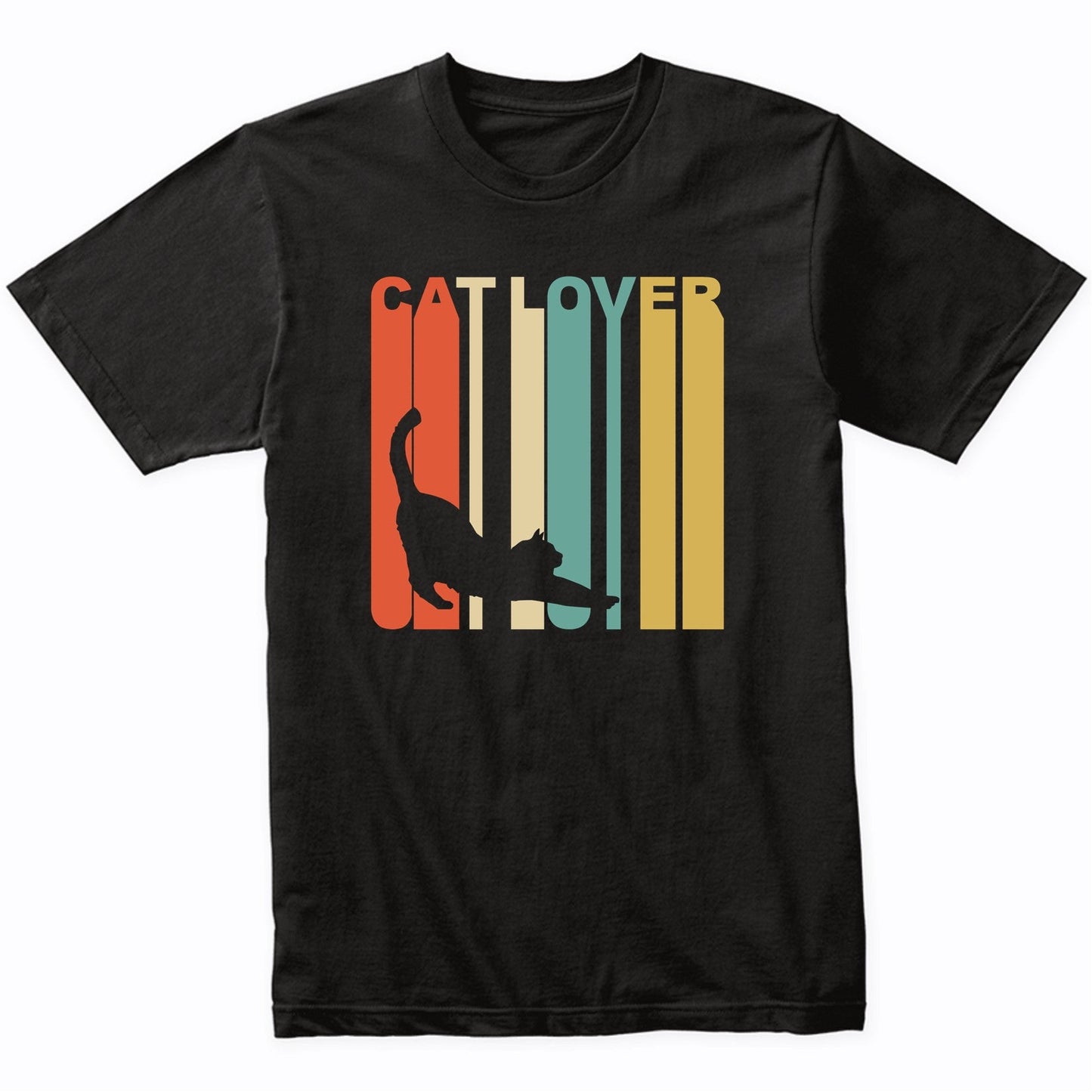 Retro 1970's Style Cat Silhouette Cat Lover T-Shirt