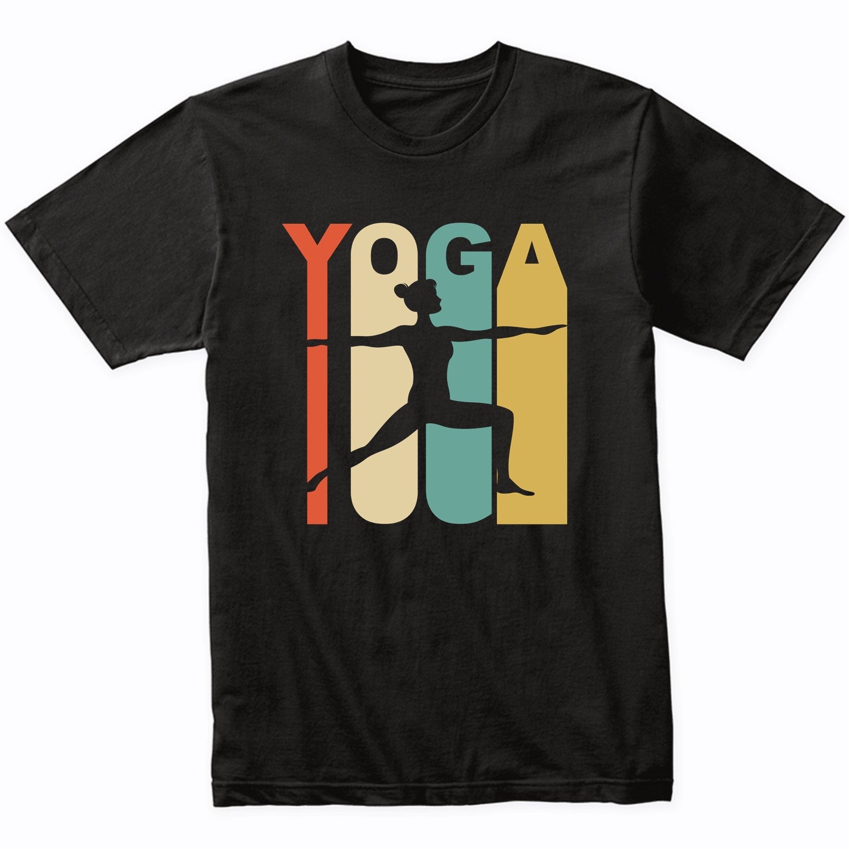 Vintage Style Warrior Two Yoga Pose Silhouette Retro T-Shirt