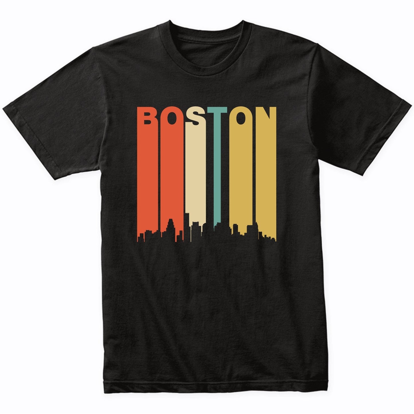 Retro Boston Massachusetts Cityscape Downtown Skyline Shirt