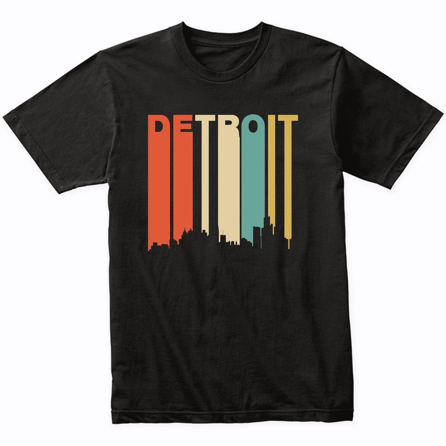 Retro Detroit Michigan Cityscape Downtown Skyline T-Shirt