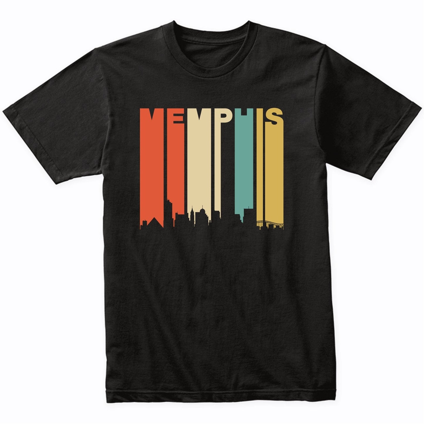 Retro Memphis Tennessee Cityscape Downtown Skyline T-Shirt