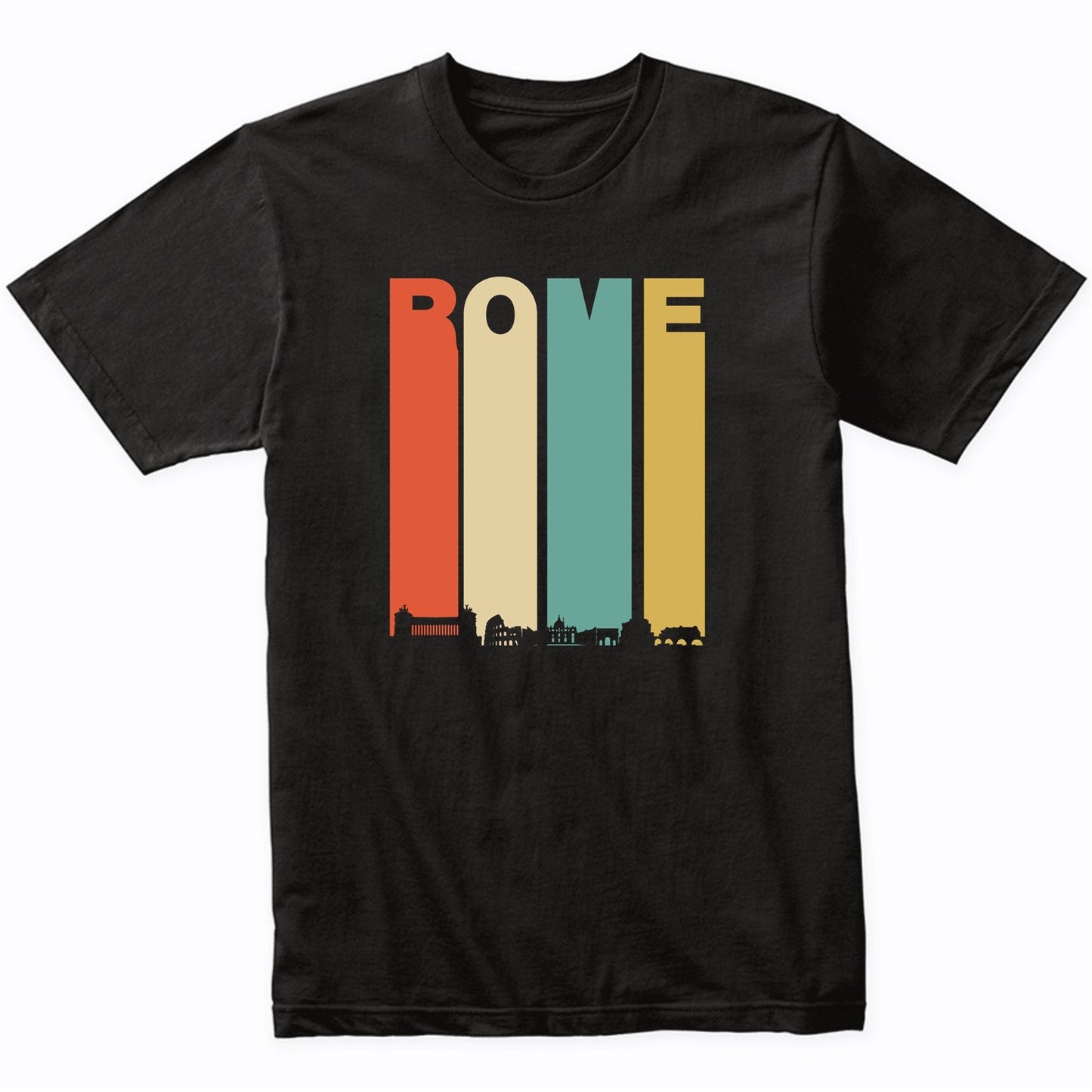 Retro 1970's Rome Italy Cityscape Downtown Skyline T-Shirt