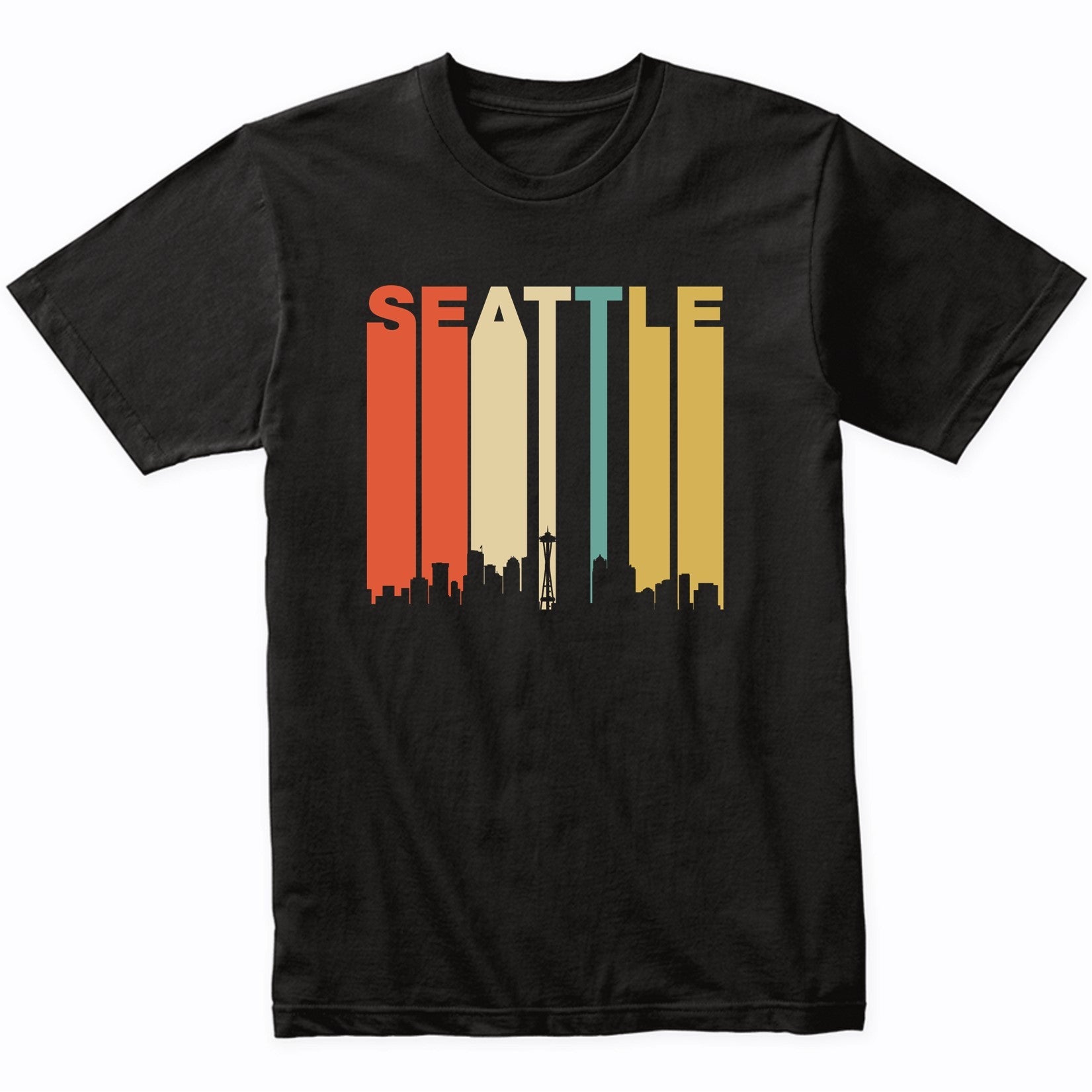 Retro Seattle Washington Cityscape Downtown Skyline T-Shirt