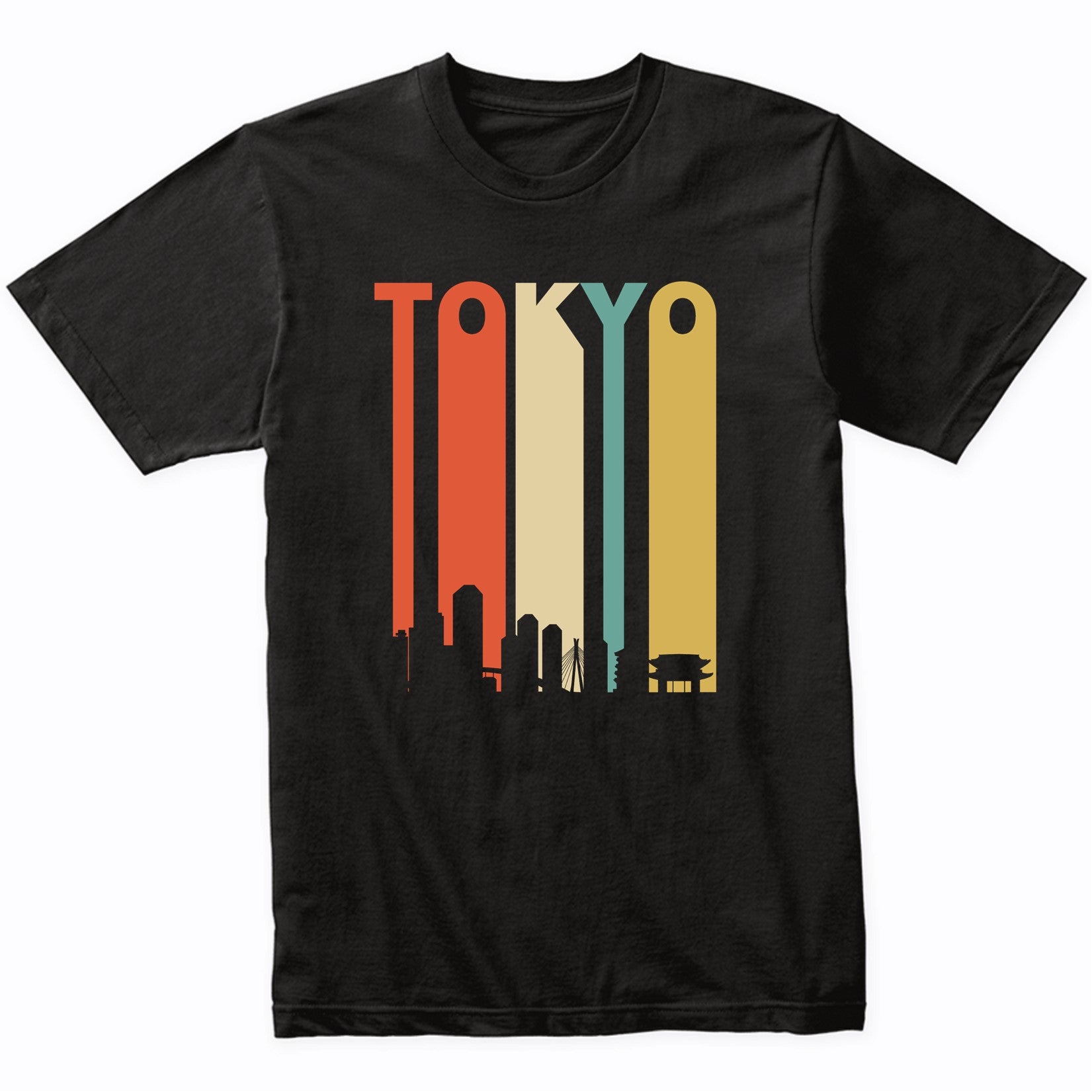 Retro 1970's Tokyo Japan Cityscape Downtown Skyline T-Shirt