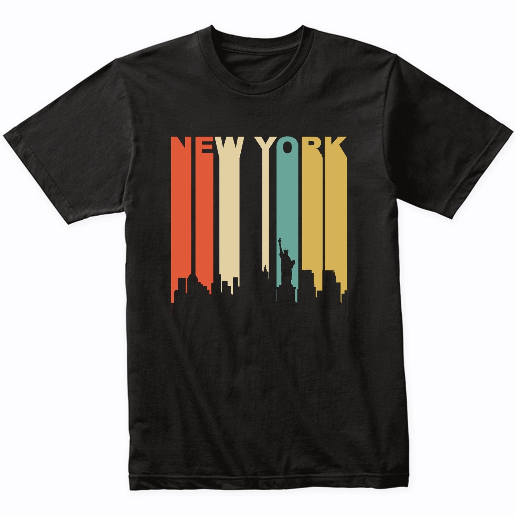 Retro 1970s New York City Cityscape Downtown Skyline T-Shirt