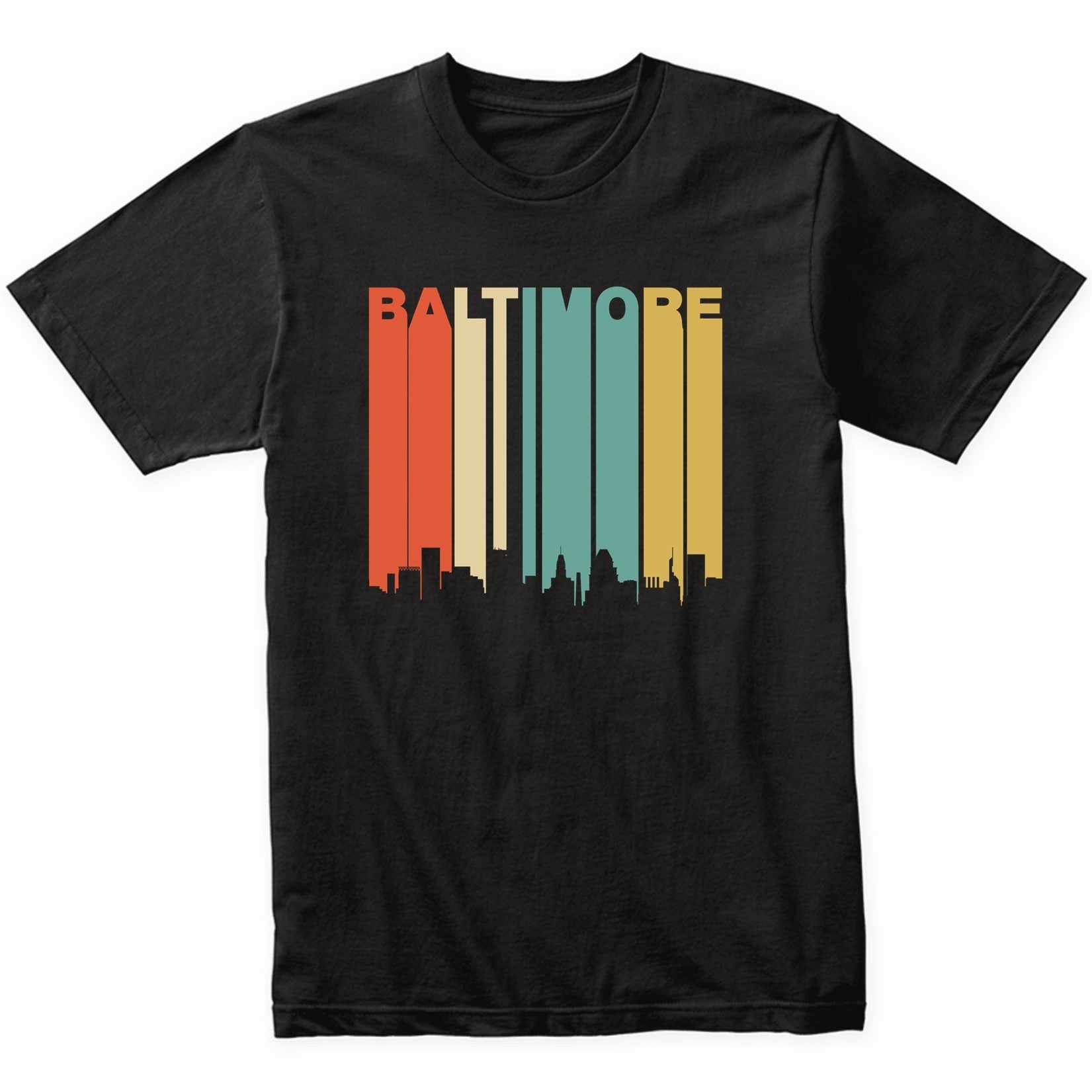 Retro 1970's Baltimore Maryland Downtown Skyline T-Shirt