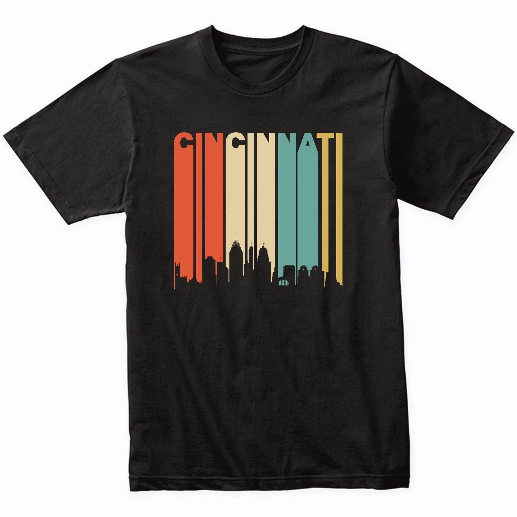 Retro 1970s Cincinnati Ohio Cityscape Downtown Skyline Shirt
