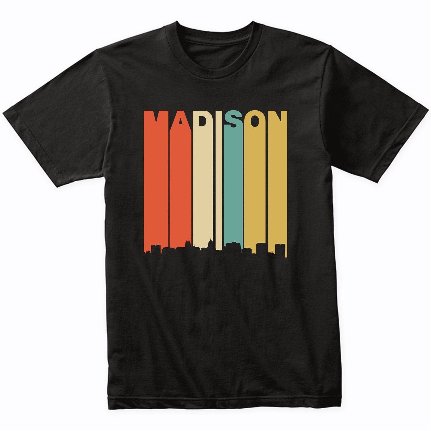 Retro 1970's Madison Wisconsin Downtown Skyline T-Shirt