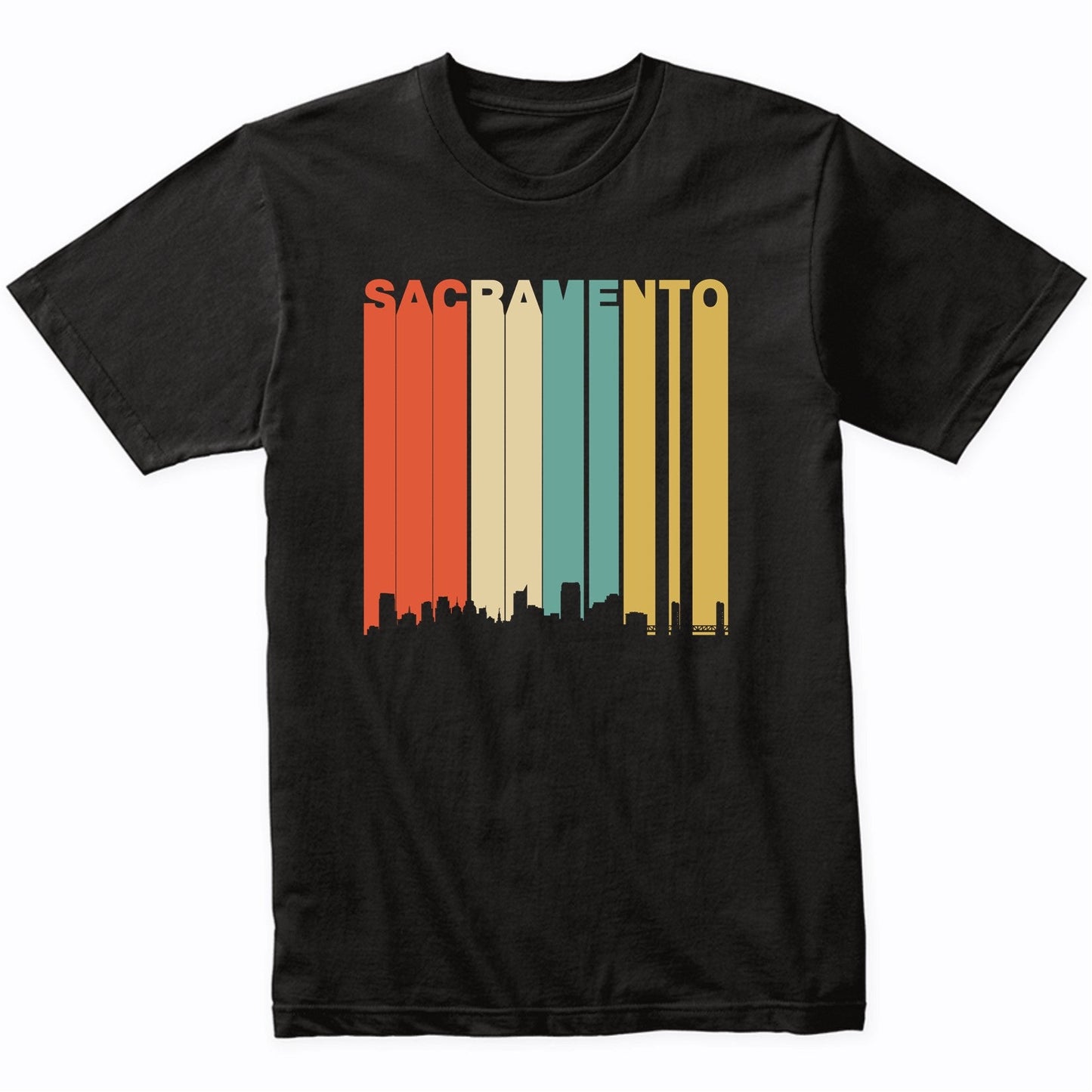 Retro 1970's Sacramento California Downtown Skyline T-Shirt