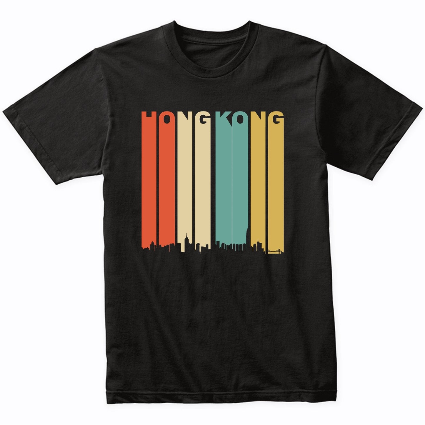 Retro Hong Kong China Cityscape Downtown Skyline T-Shirt