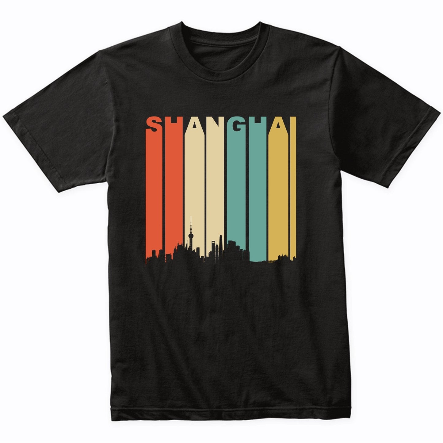 Retro Shanghai China Cityscape Downtown Skyline T-Shirt