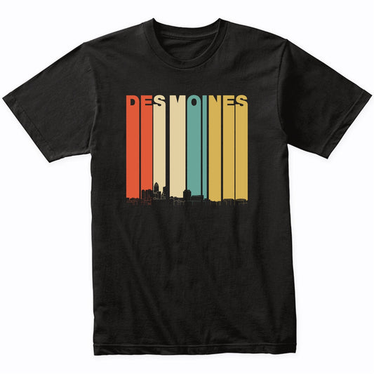 Vintage 1970's Style Des Moines Iowa Skyline T-Shirt
