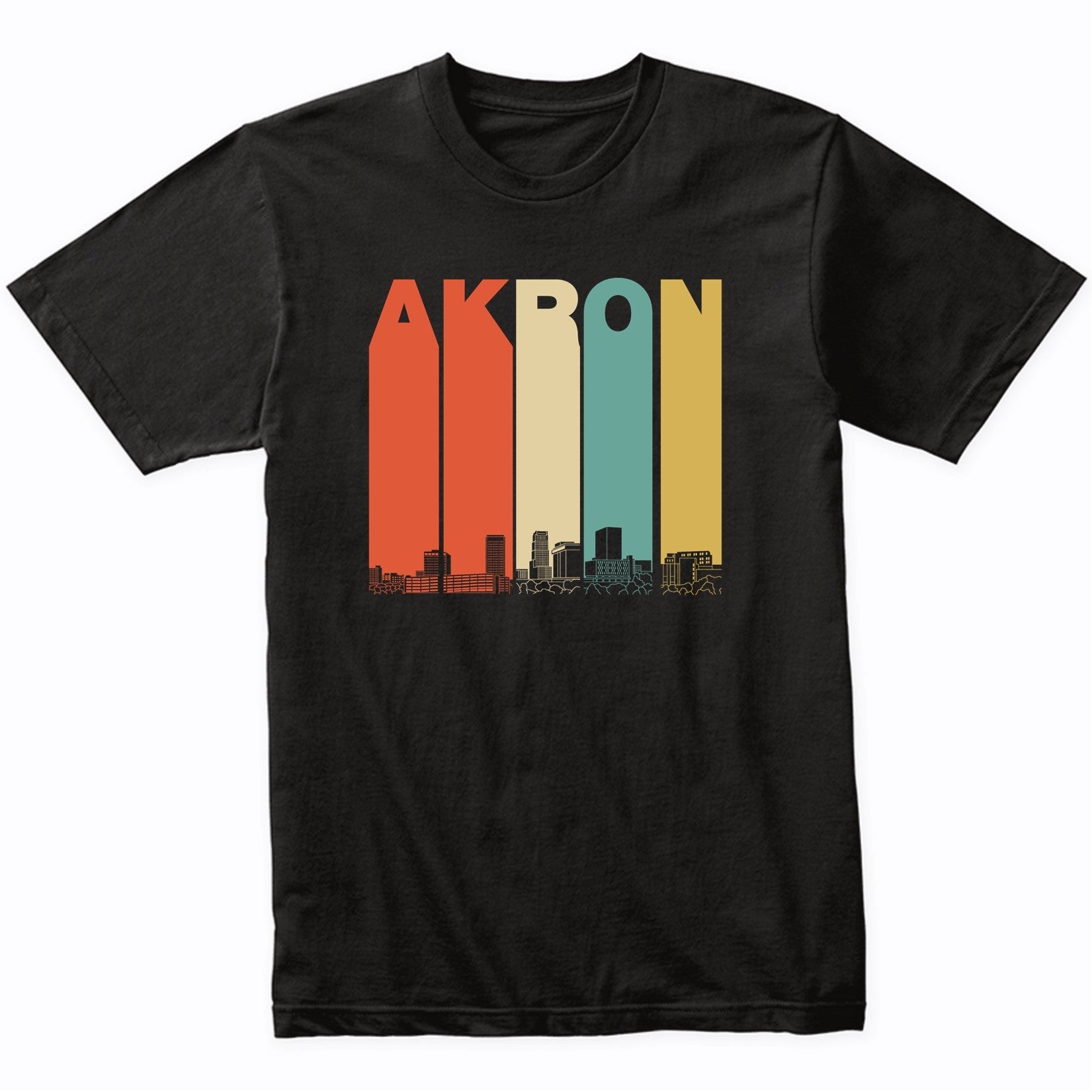 Vintage 1970's Style Akron Ohio Skyline T-Shirt
