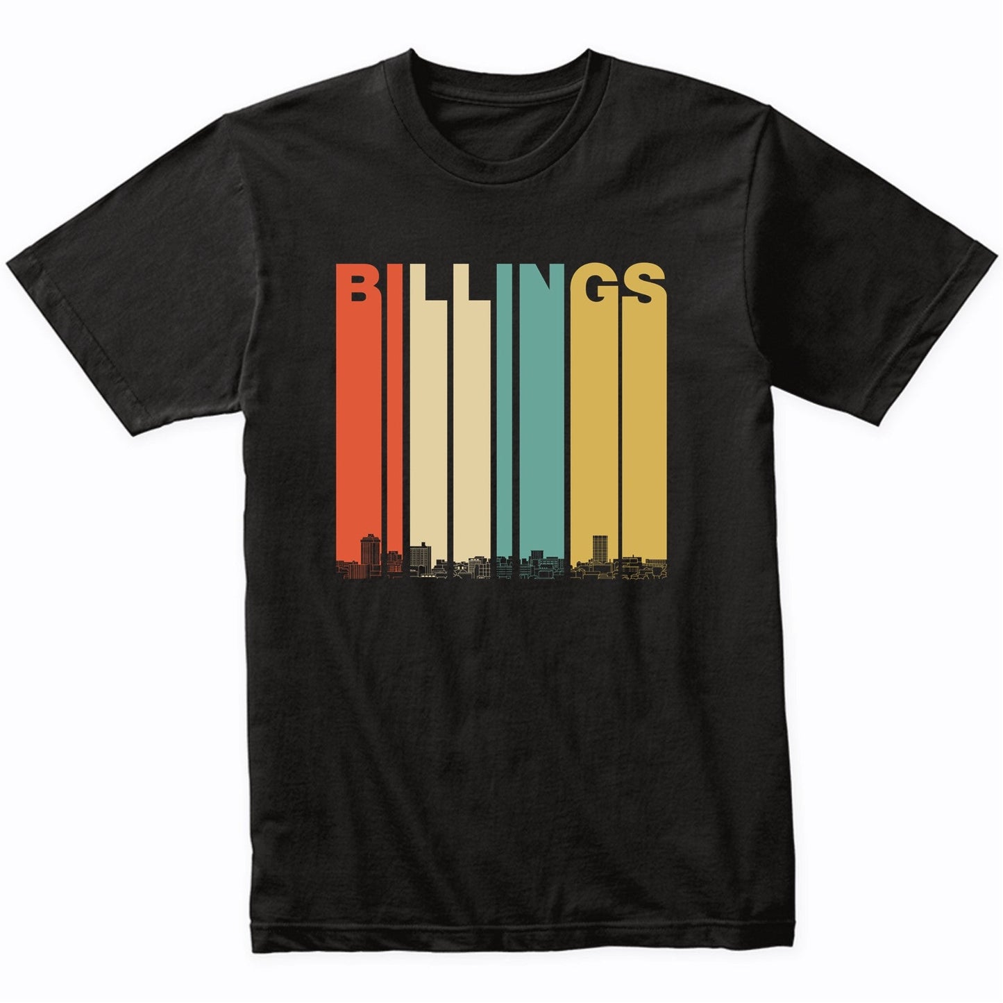 Vintage 1970's Style Billings Montana Skyline T-Shirt