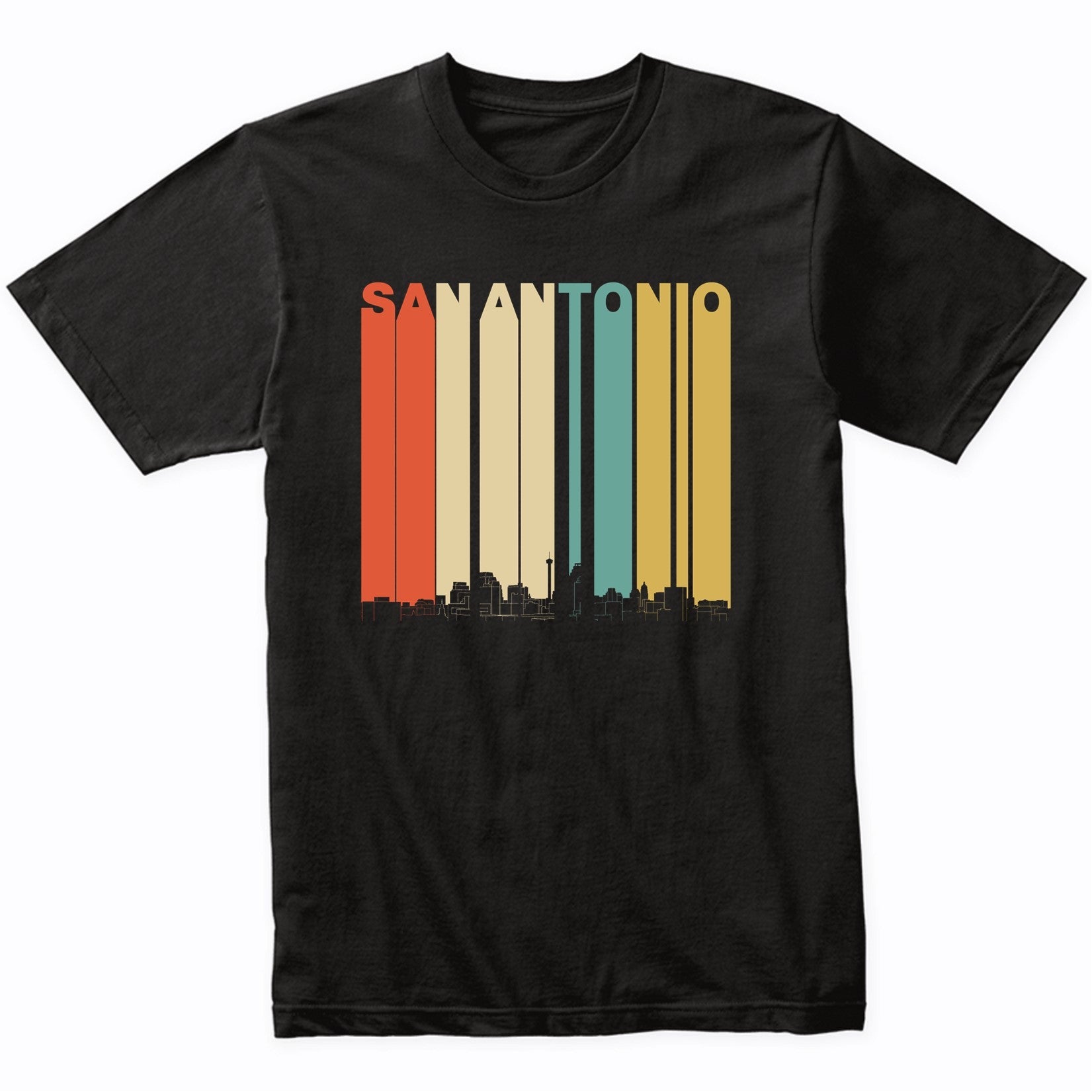 Vintage 1970's Style San Antonio Texas Skyline T-Shirt