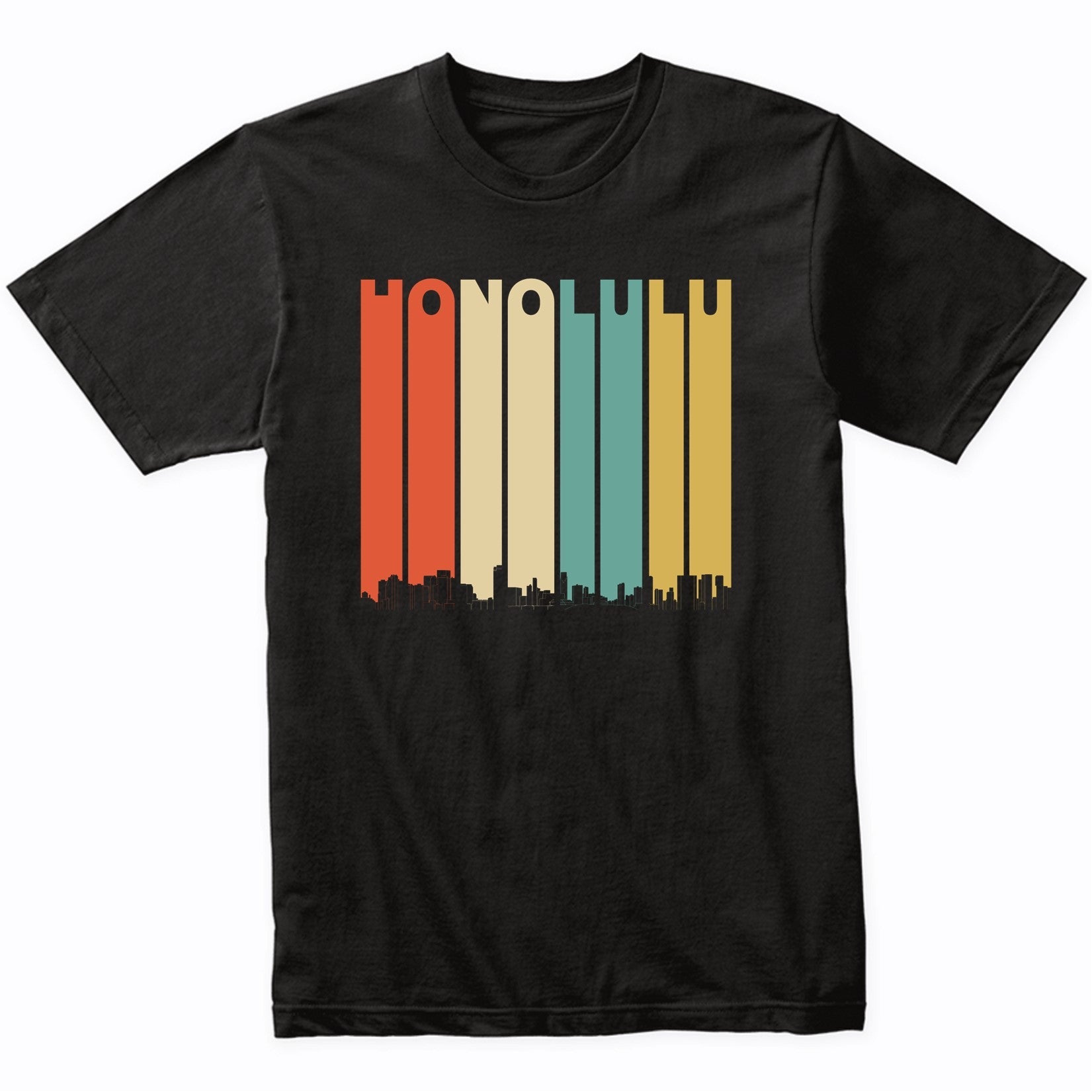 Vintage 1970's Style Honolulu Hawaii Skyline T-Shirt