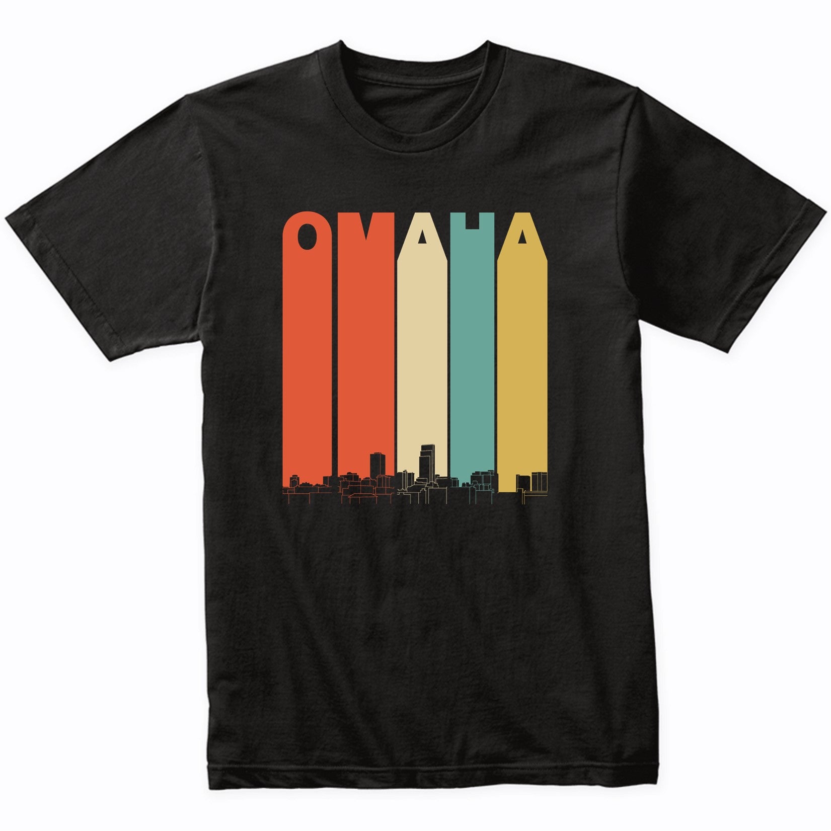 Vintage 1970's Style Omaha Nebraska Skyline T-Shirt