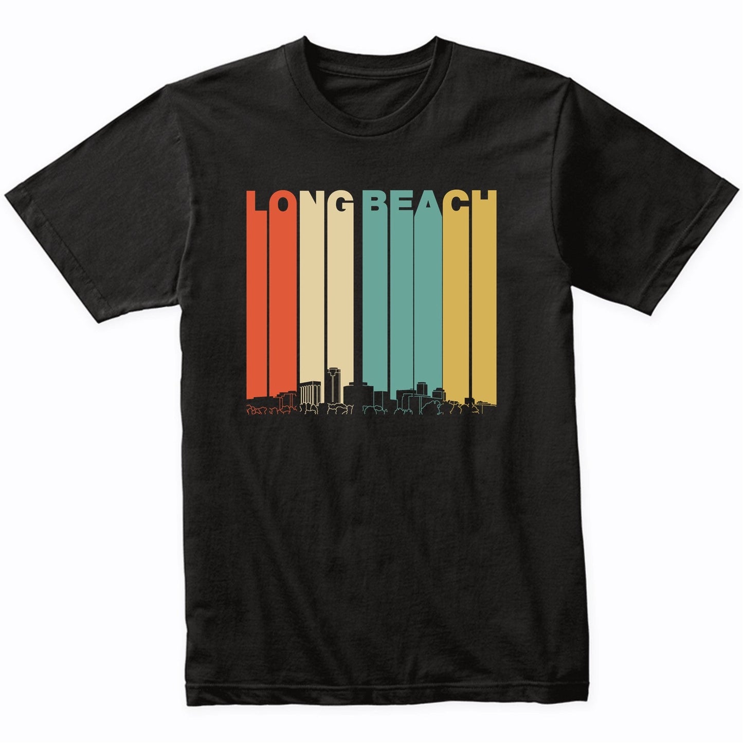 Vintage 1970's Style Long Beach California Skyline T-Shirt