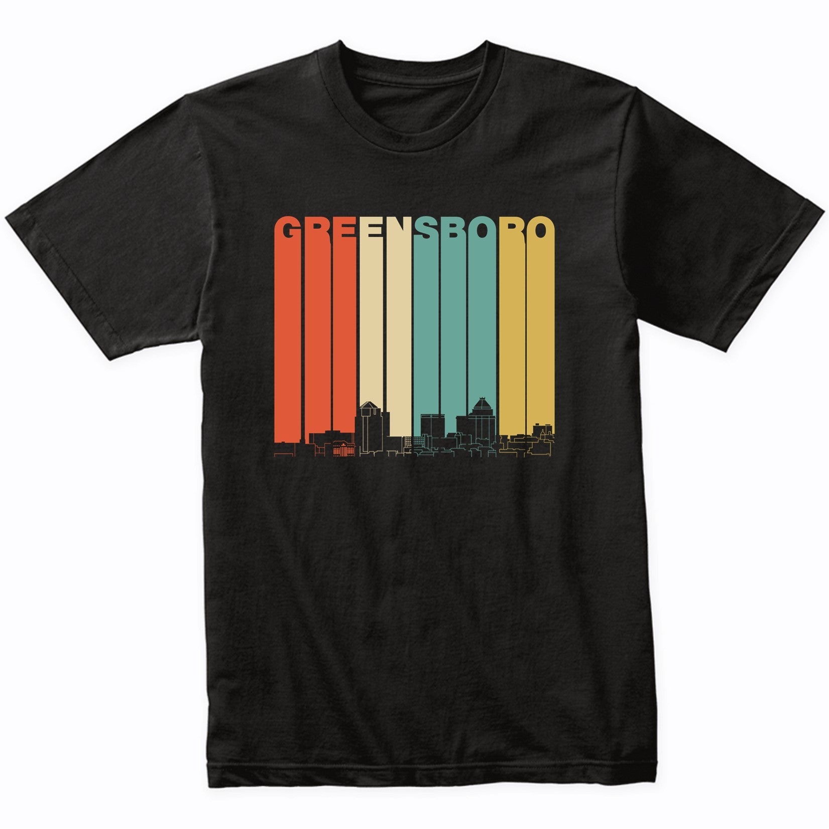 Vintage 1970's Style Greensboro North Carolina Skyline Shirt
