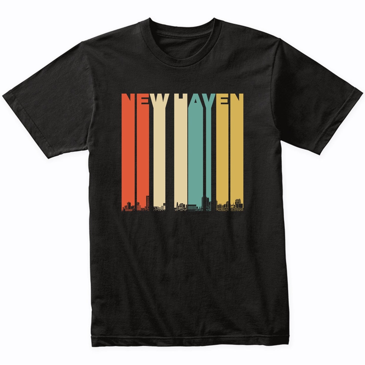 Vintage 1970's Style New Haven Connecticut Skyline T-Shirt