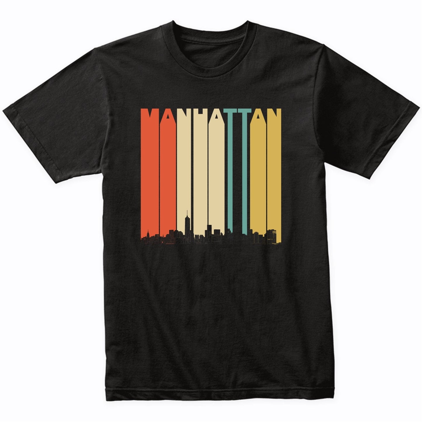 Vintage 1970's Style Manhattan New York Skyline T-Shirt