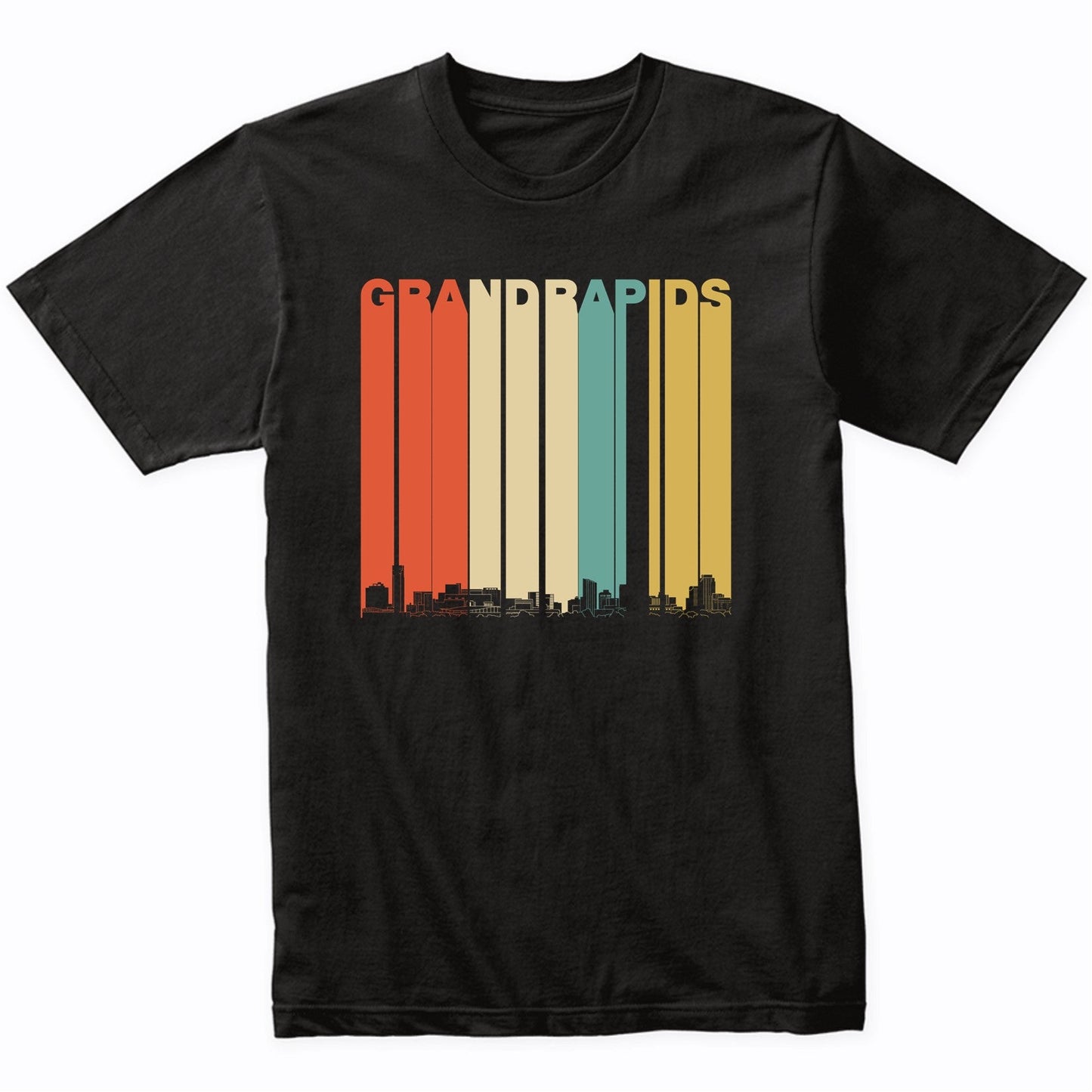 Vintage 1970's Style Grand Rapids Michigan Skyline T-Shirt