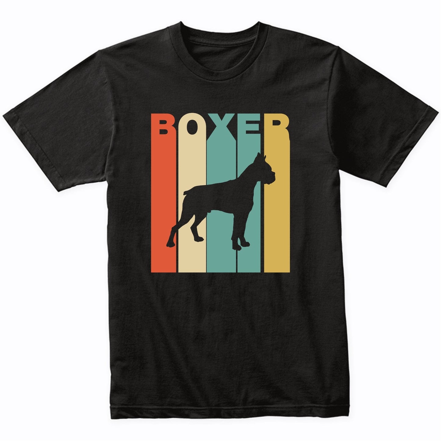 Vintage 1970's Style Boxer Silhouette Cool Dog Owner T-Shirt