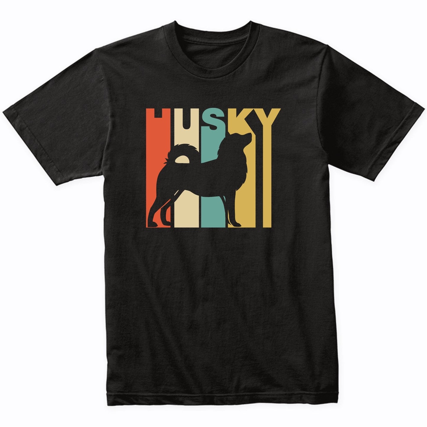 Vintage 1970's Style Husky Silhouette Cool Dog Owner T-Shirt