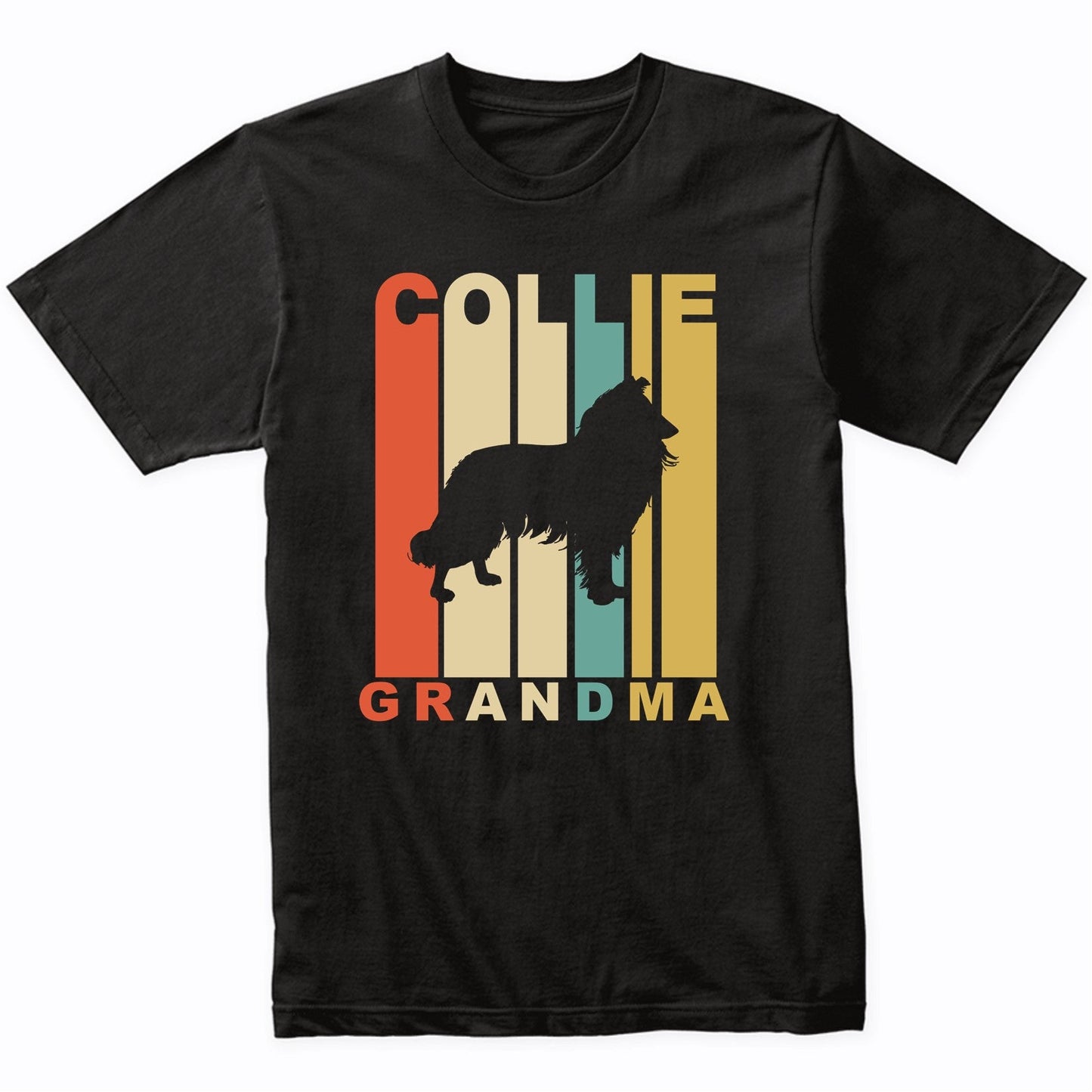 Retro Style Collie Grandma Dog Grandparent T-Shirt