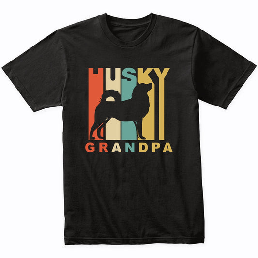 Retro Style Husky Grandpa Dog Grandparent T-Shirt