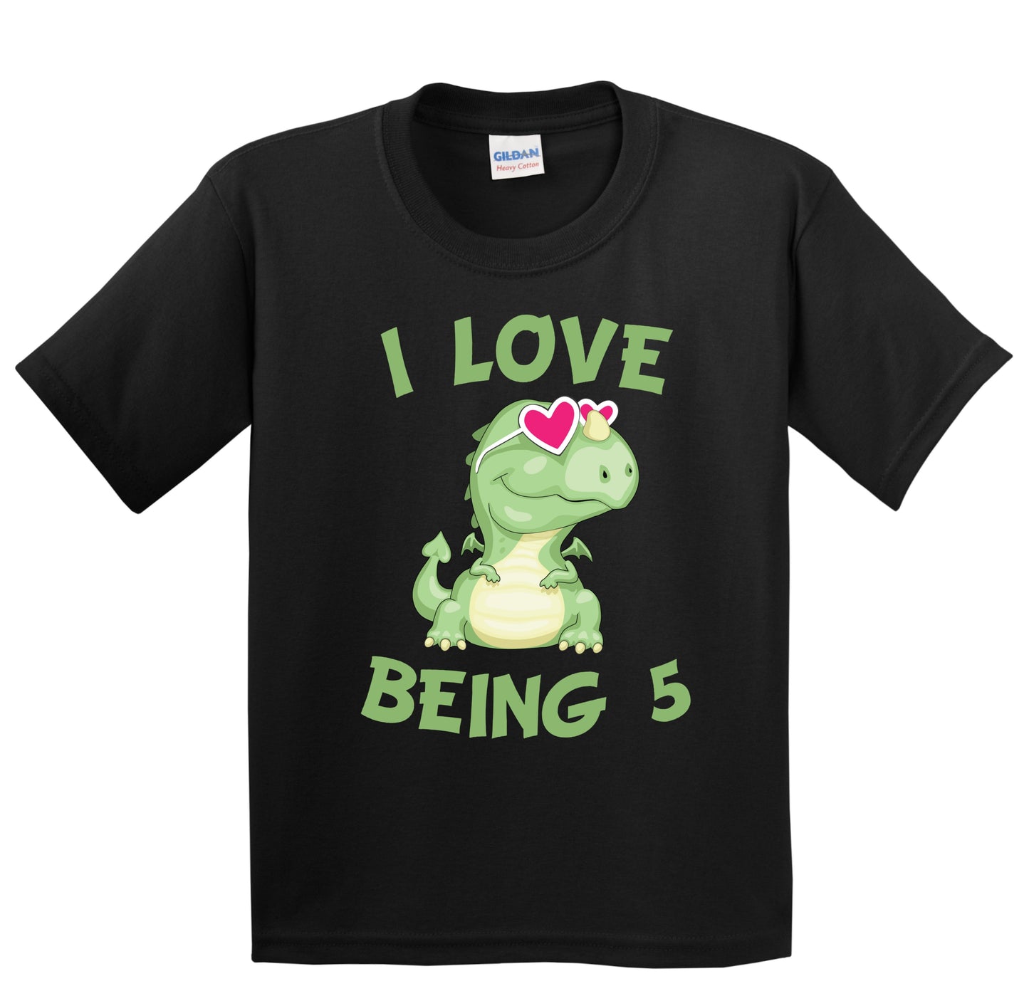 5th Birthday Kids T-Shirt I Love Being 5 Years Old Dragon Dinosaur Shirt