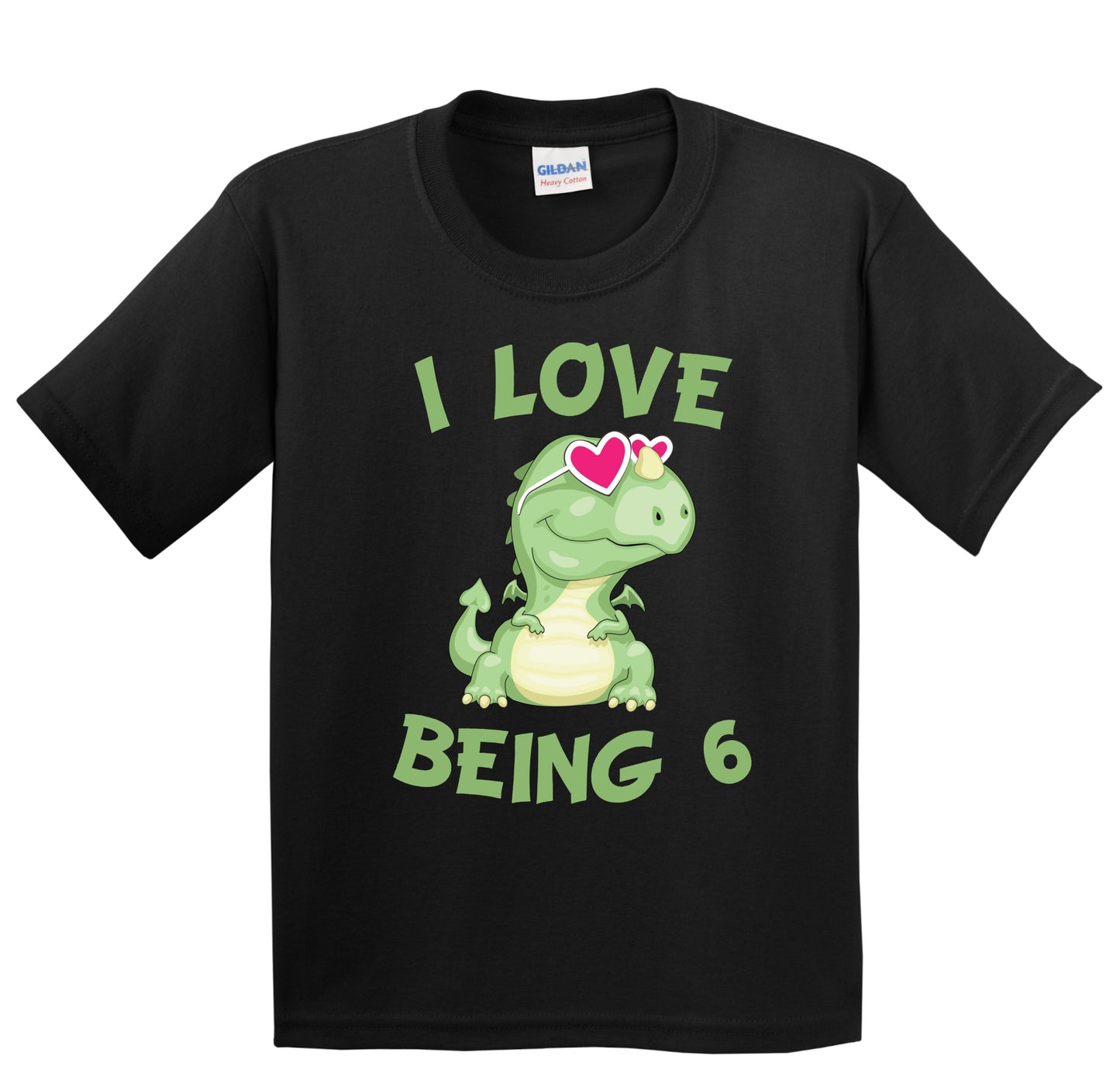 6th Birthday Kids T-Shirt I Love Being 6 Years Old Dragon Dinosaur Shirt