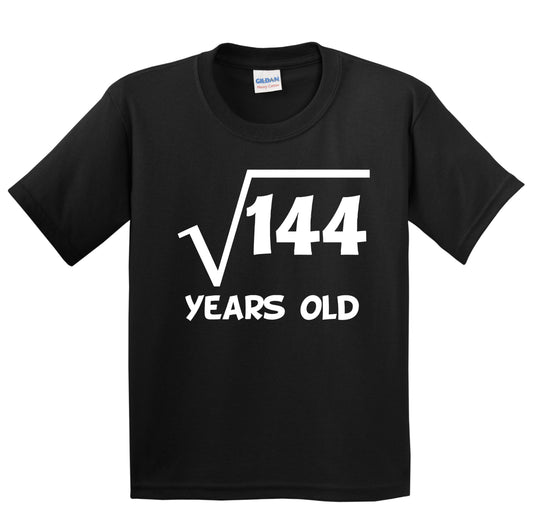 Kids 12th Birthday Shirt Square Root 12 Years Old Math T-Shirt