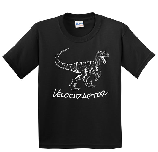 Velociraptor Sketch Cool Prehistoric Animal Raptor Dinosaur Kids T-Shirt