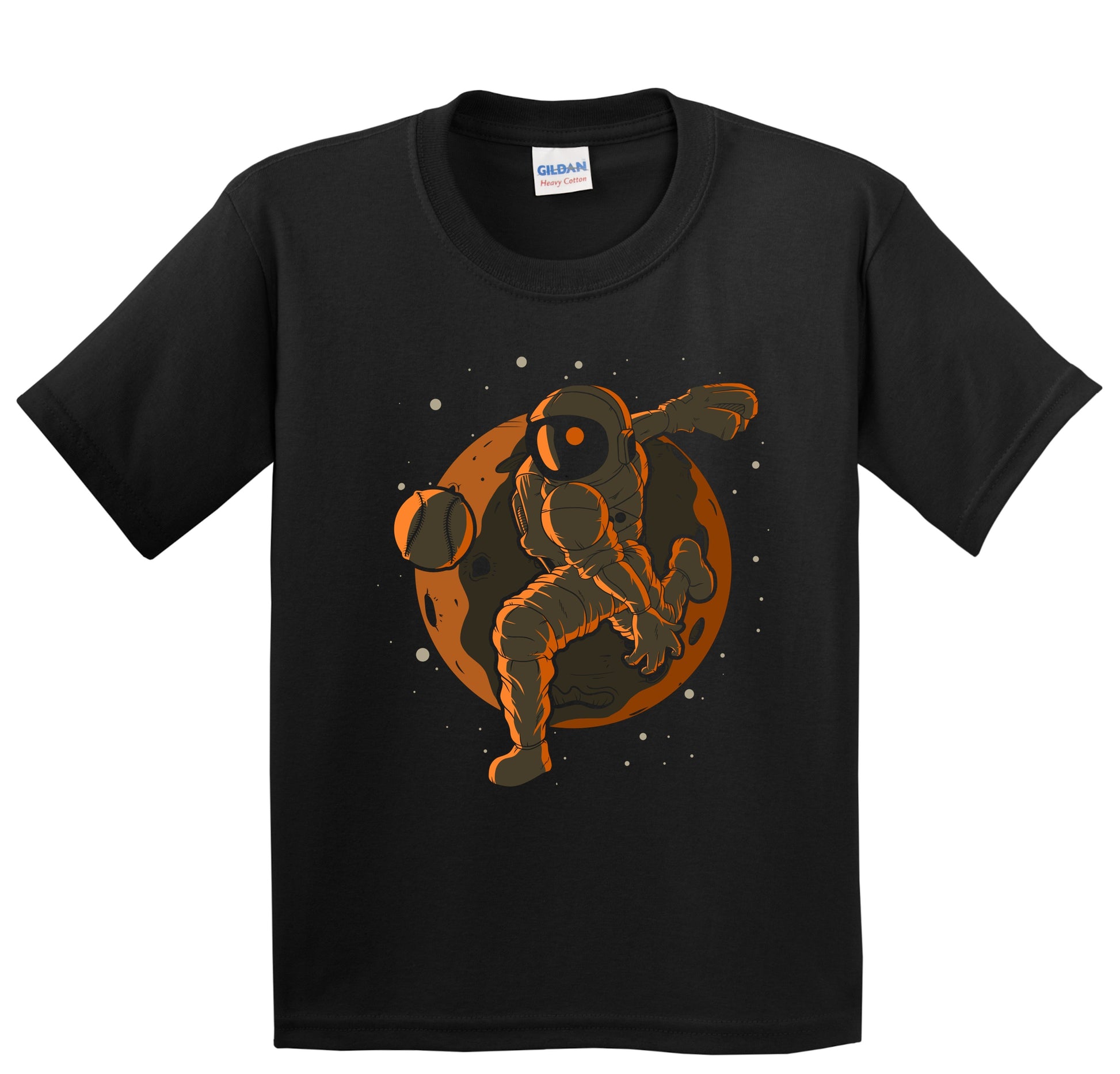 Baseball Pitcher Astronaut Outer Space Spaceman Kids T-Shirt