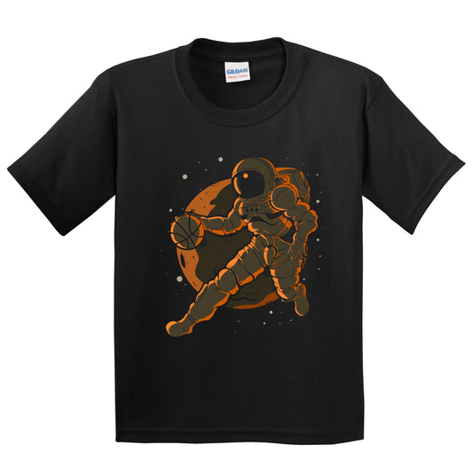 Basketball Astronaut Outer Space Spaceman Kids T-Shirt