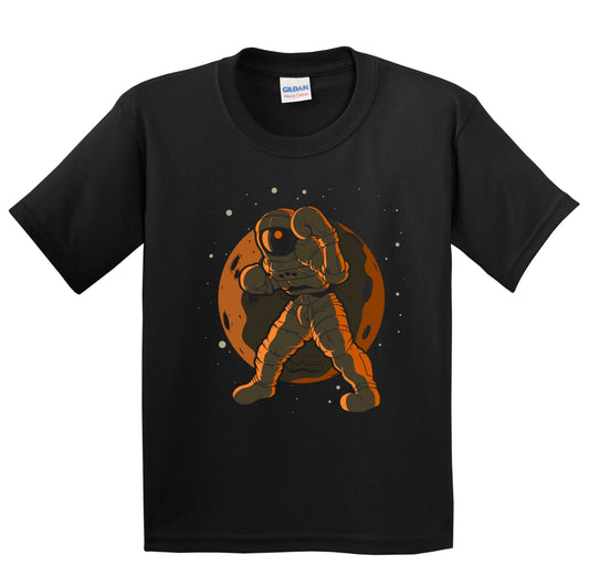 Boxing Astronaut Outer Space Spaceman Kids T-Shirt