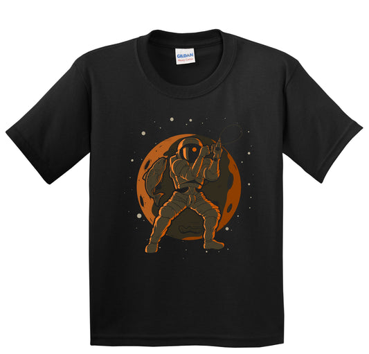 Fishing Astronaut Outer Space Spaceman Kids T-Shirt