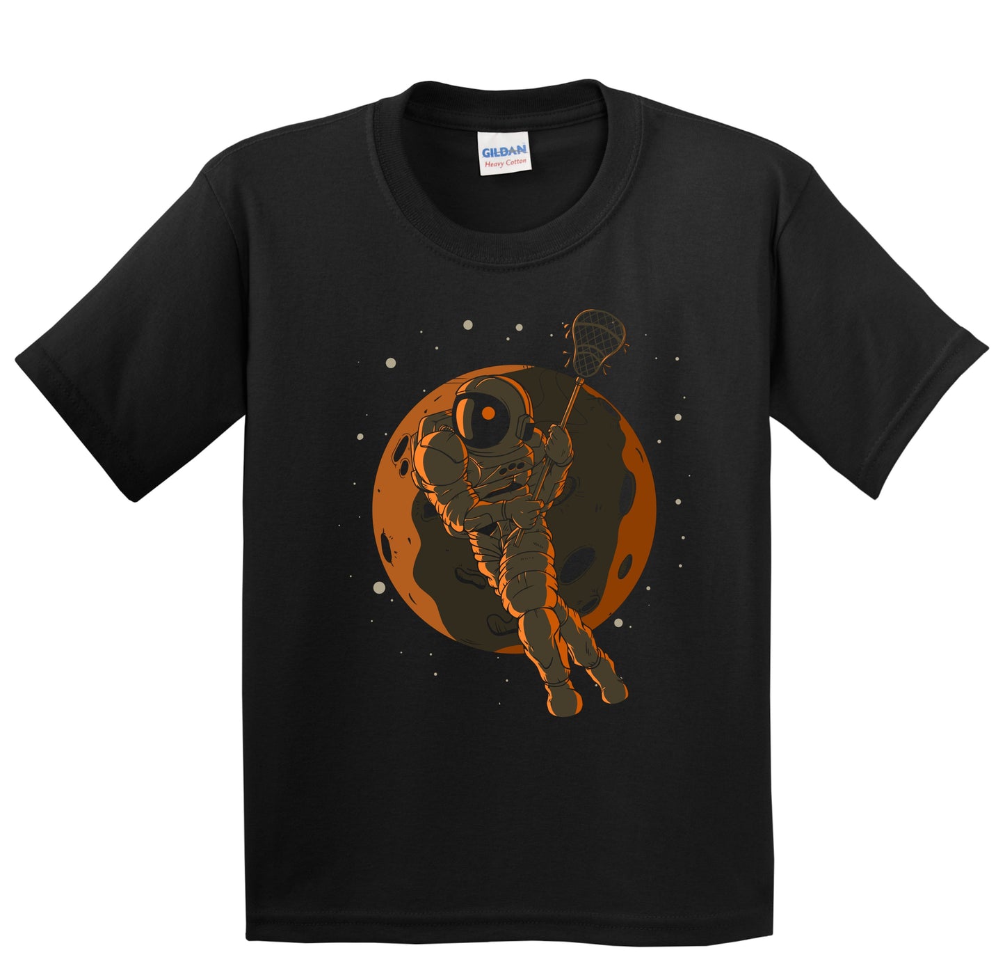 Lacrosse Astronaut Outer Space Spaceman Kids T-Shirt