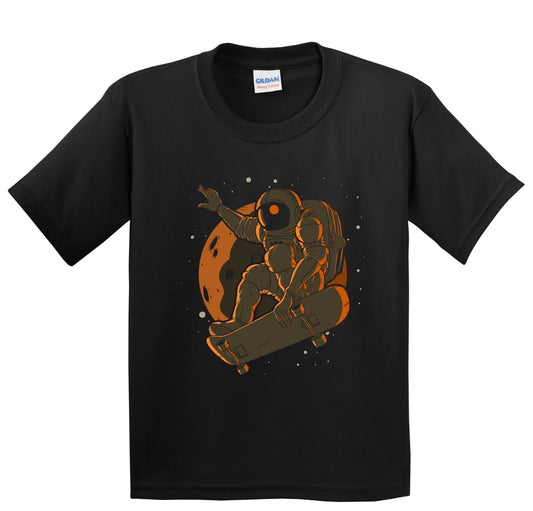 Skateboarding Astronaut Outer Space Spaceman Kids T-Shirt