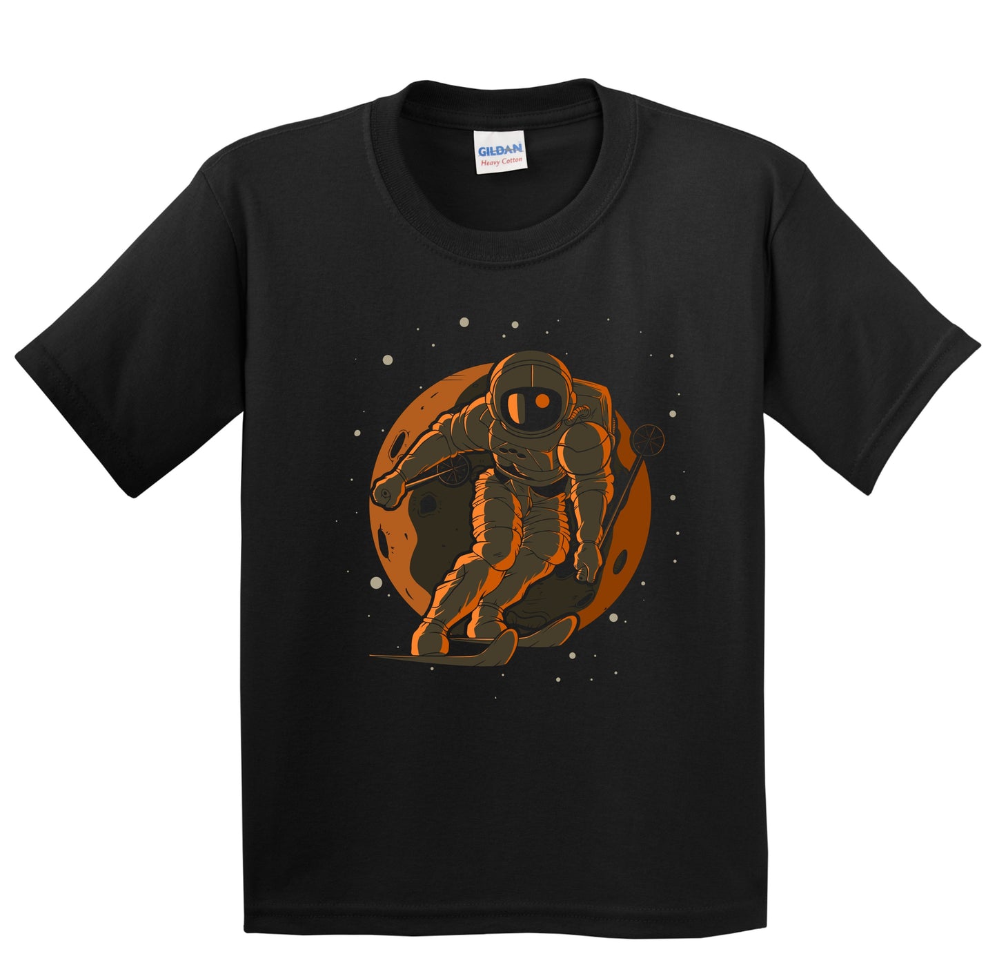 Skiing Astronaut Outer Space Spaceman Kids T-Shirt