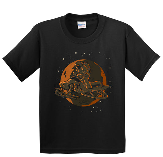 Snowmobiling Astronaut Outer Space Spaceman Kids T-Shirt