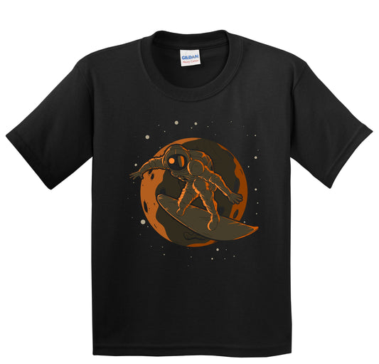 Surfing Astronaut Outer Space Spaceman Kids T-Shirt