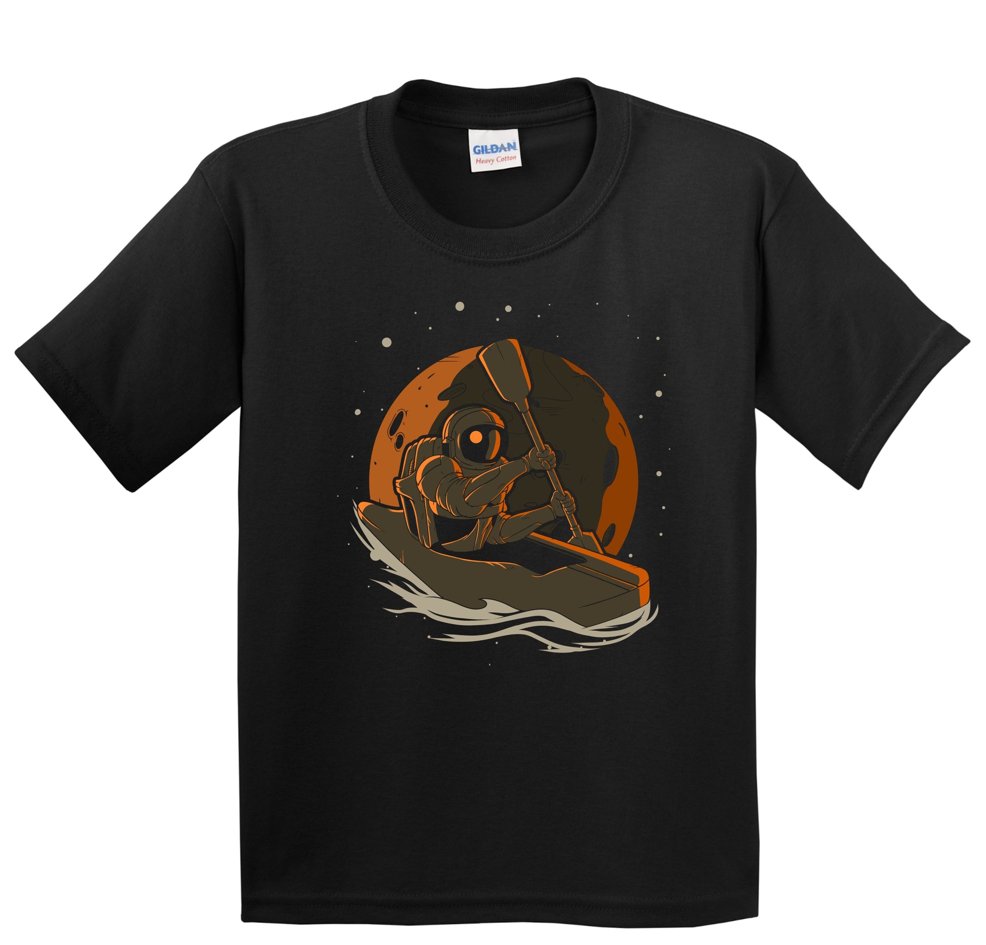 Kayaker Astronaut Outer Space Spaceman Kayaking Youth T-Shirt - Kids Astronaut Shirt