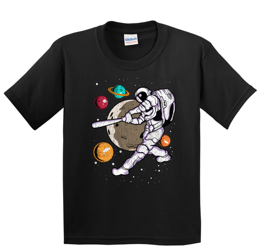 Baseball Batter Astronaut Outer Space Spaceman Distressed Youth T-Shirt