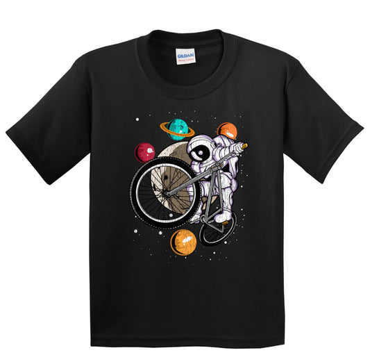BMX Astronaut Outer Space Spaceman Bike Distressed Youth T-Shirt