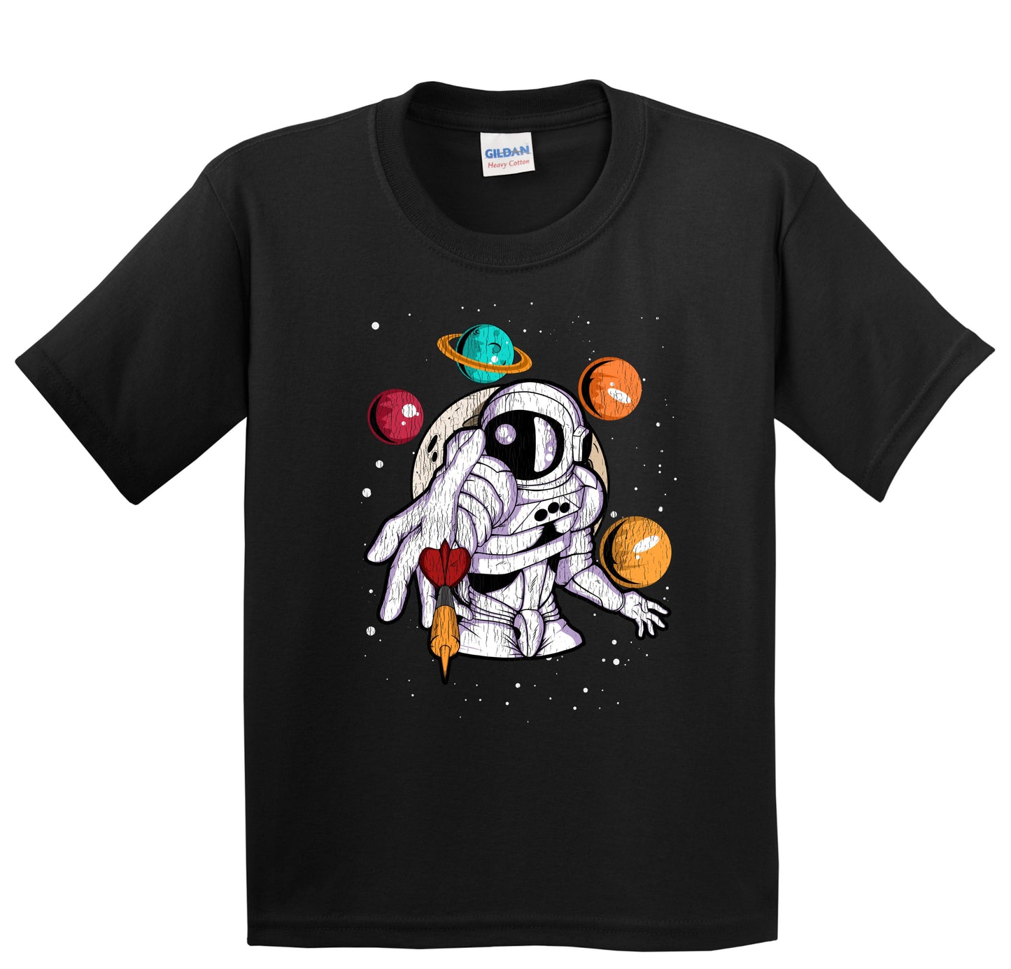 Darts Astronaut Outer Space Spaceman Distressed Youth T-Shirt