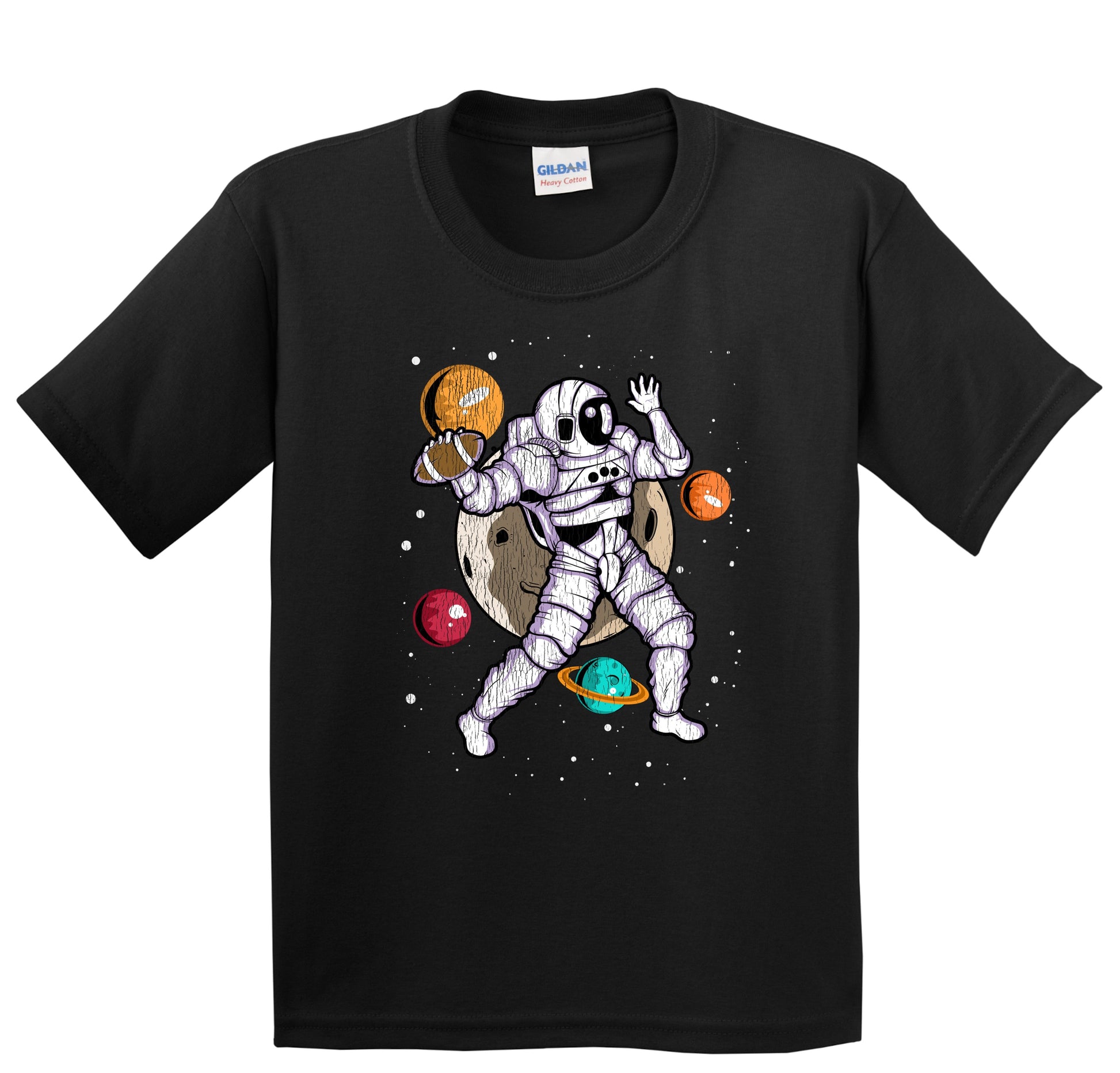 Football Quarterback Astronaut Outer Space Spaceman Distressed Youth T-Shirt