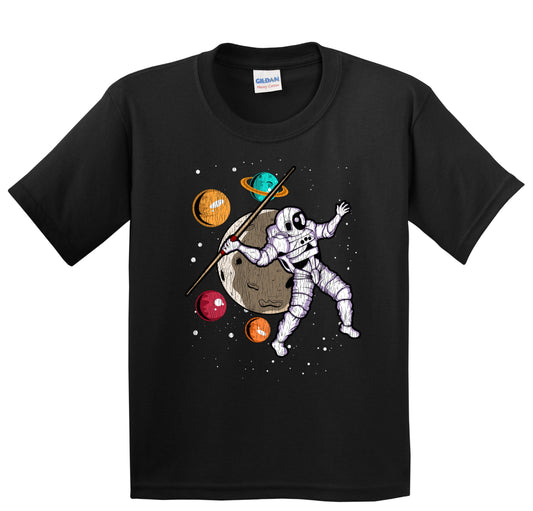 Javelin Throw Astronaut Outer Space Spaceman Track and Field Distressed Youth T-Shirt
